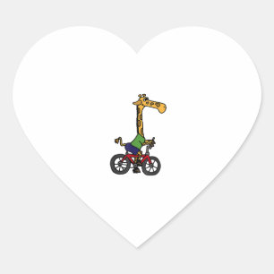 Coole Giraffe Reitrad Herz-Aufkleber