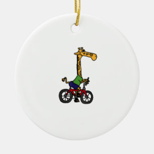 Coole Giraffe Reitrad Keramik Ornament