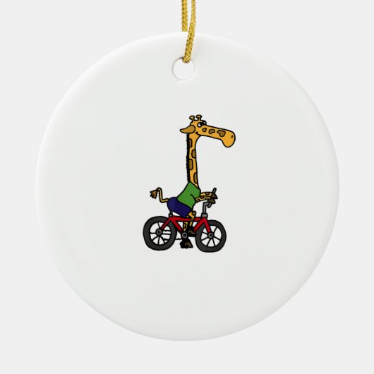 Coole Giraffe Reitrad Keramik Ornament (Vorne)