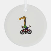 Coole Giraffe Reitrad Ornament Aus Glas (Rückseite)