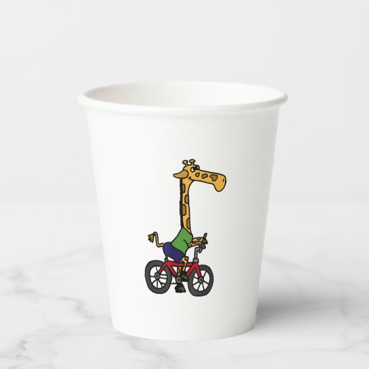 Coole Giraffe Reitrad Pappbecher (Vorderseite)