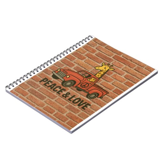 Coole Giraffe Riding a Peace Truck Notizblock (Linke Seite)