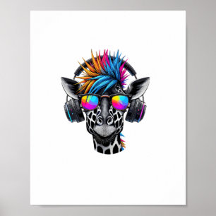 Coole Giraffe-Sonnenbrille Kopfhörer Giraffen Poster