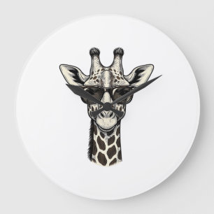 Coole Giraffe-Sonnenbrille Vintage Gravur Shirt_1 Große Wanduhr