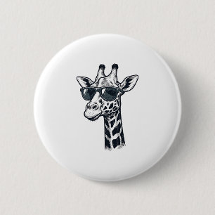 Coole Giraffe-Sonnenbrille Vintage-Gravur T-Shirt_ Button