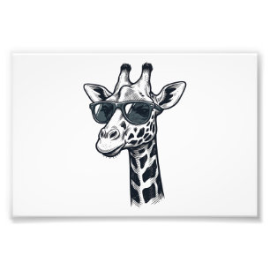 Coole Giraffe-Sonnenbrille Vintage Gravur T-Shirt_ Fotodruck