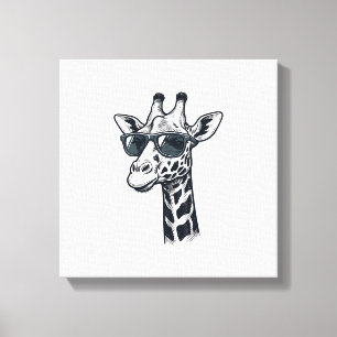 Coole Giraffe-Sonnenbrille Vintage-Gravur T-Shirt_ Leinwanddruck