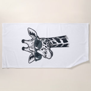 Coole Giraffe-Sonnenbrille Vintage-Gravur T-Shirt_ Strandtuch
