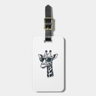 Coole Giraffe-Sonnenbrille Vintage-Prägung T-Shirt Gepäckanhänger