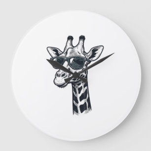 Coole Giraffe-Sonnenbrille Vintage-Prägung T-Shirt Große Wanduhr