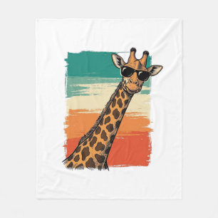 Coole Giraffe-Sonnenbrille Vintage-Sonnenuntergang Fleecedecke