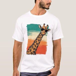 Coole Giraffe-Sonnenbrille Vintage-Sonnenuntergang T-Shirt