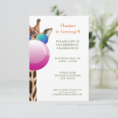 Coole Giraffe und Bubblegum | Party Einladung (Stehend Vorderseite)