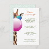 Coole Giraffe und Bubblegum | Party Einladung (Vorne/Hinten)