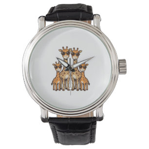 Coole Giraffen-Familien-Sonnenbrille Vintage Gravu Armbanduhr