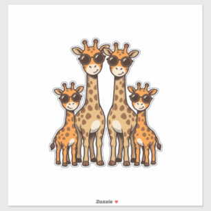 Coole Giraffen-Familien-Sonnenbrille Vintage Gravu Aufkleber