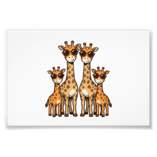 Coole Giraffen-Familien-Sonnenbrille Vintage Gravu Fotodruck