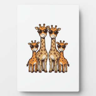 Coole Giraffen-Familien-Sonnenbrille Vintage Gravu Fotoplatte