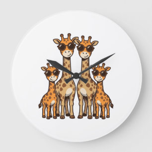 Coole Giraffen-Familien-Sonnenbrille Vintage Gravu Große Wanduhr