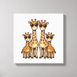 Coole Giraffen-Familien-Sonnenbrille Vintage Gravu Leinwanddruck