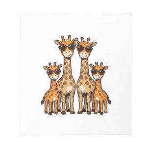 Coole Giraffen-Familien-Sonnenbrille Vintage Gravu Notizblock