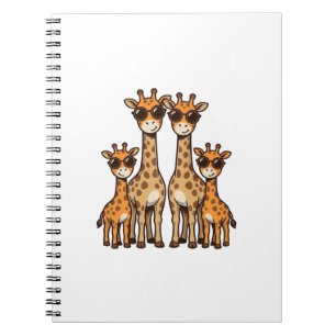 Coole Giraffen-Familien-Sonnenbrille Vintage Gravu Notizblock