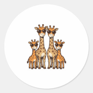 Coole Giraffen-Familien-Sonnenbrille Vintage Gravu Runder Aufkleber