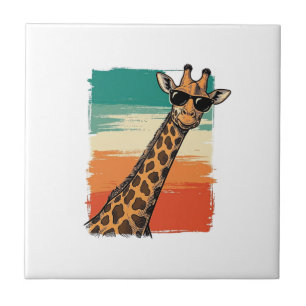 Coole Giraffen-Sonnenbrille Vintage-Sonnenuntergan Fliese
