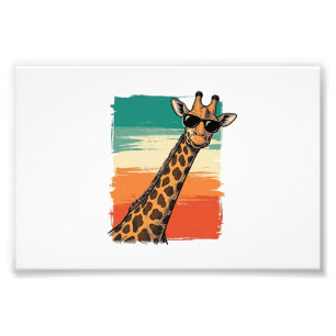 Coole Giraffen-Sonnenbrille Vintage-Sonnenuntergan Fotodruck