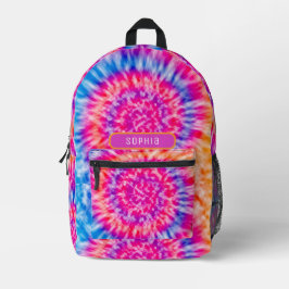 Coole Girl Hot Pink Blue Orange Gefärbte Krawatte Bedruckter Rucksack