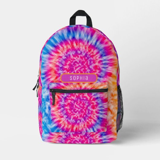 Coole Girl Hot Pink Blue Orange Gefärbte Krawatte  Bedruckter Rucksack (Vorderseite)