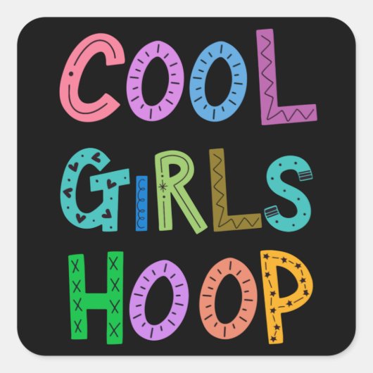Coole Girls Hoop Hula Hoop Girls Quadratischer Aufkleber (Vorderseite)