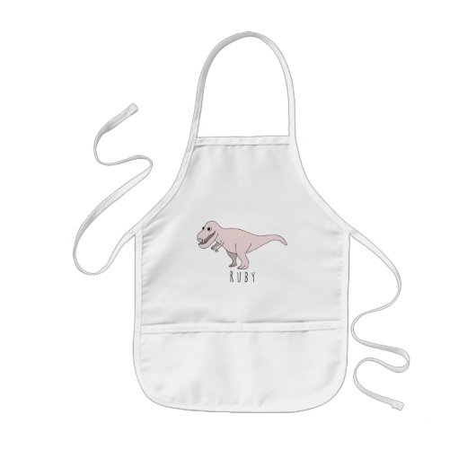 Coole Girl's Pink Doodle T-Rex Dinosaurier mit Nam Kinderschürze (Vorne)