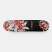 Coole Girls Rote Rosen & Butterfly Skate Deck Skateboard (Horizontal)