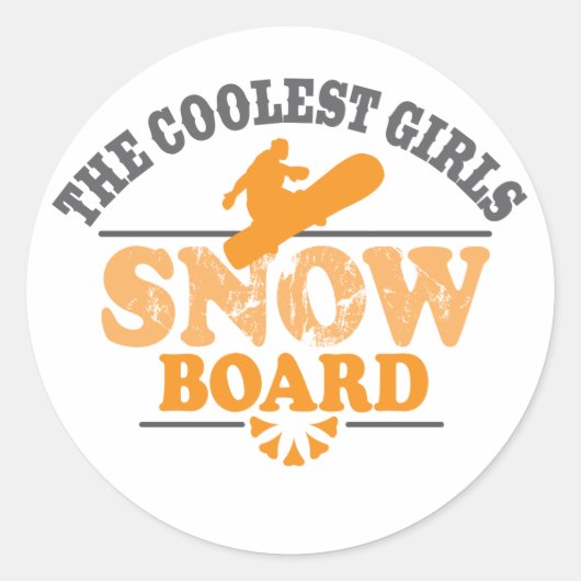Coole Girls Snowboard Runder Aufkleber (Vorderseite)