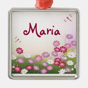 Coole Girly Retro Blumenmode Ornament Aus Metall