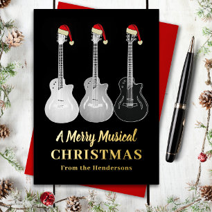 Coole Gitarre Frohe Weihnachten Personalisiertes G Folien Feiertagspostkarte