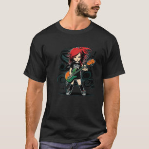 Coole Gitarre Girl mit rotem Haar T-Shirt