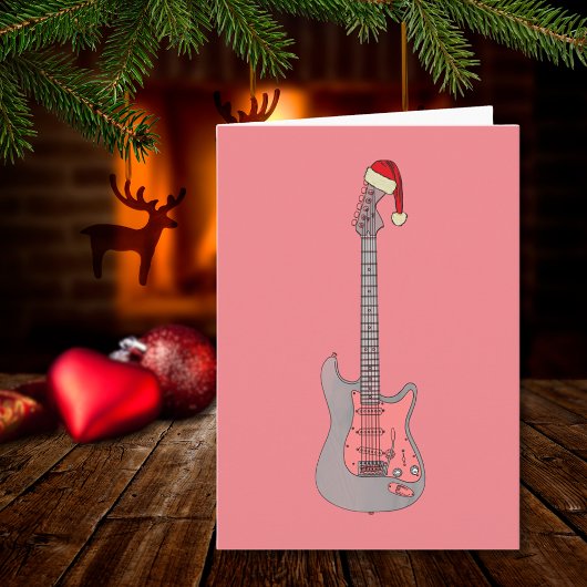 Coole Gitarre Santa Pink Karte