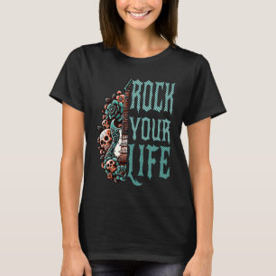 Coole Gitarre und Skull Rock Your Life T-Shirt
