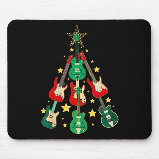 Coole Gitarre Weihnachtsbaum Gitarre Liebhaber Wei Mousepad (Vorne)