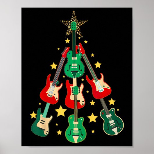 Coole Gitarre Weihnachtsbaum Gitarre Liebhaber Wei Poster (Vorne)