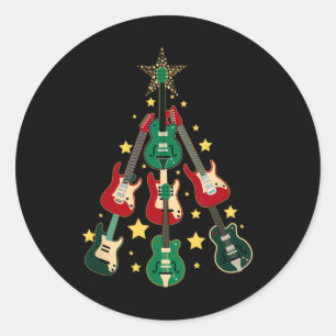 Coole Gitarre Weihnachtsbaum Gitarre Liebhaber Wei Runder Aufkleber