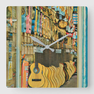 Coole Gitarrengeschenke Quadratische Wanduhr