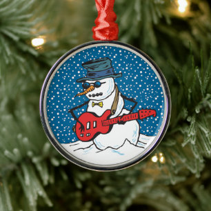 Coole Gitarrist Snowman-Ornamente Ornament Aus Metall