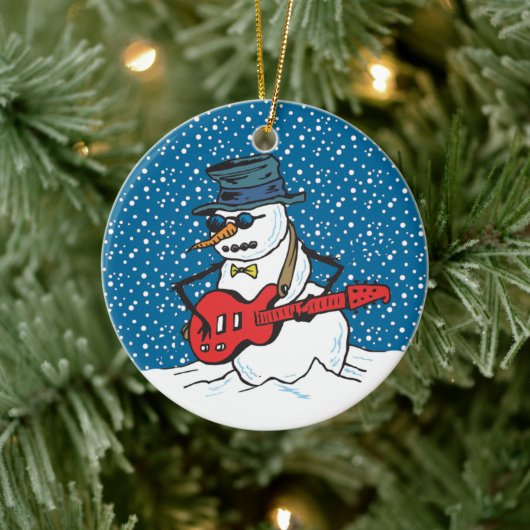 Coole Gitarrist Snowman Ornaments Keramik Ornament (Baum)