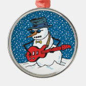 Coole Gitarrist Snowman Ornaments Ornament Aus Metall (Vorne)