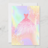 Coole Glitzer-Tropfen, Kleid Holographic Sweet 16 Einladung (Rückseite)