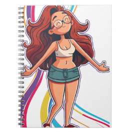 coole glückliche Girl lebhaft, bunter Spaß Notizblock