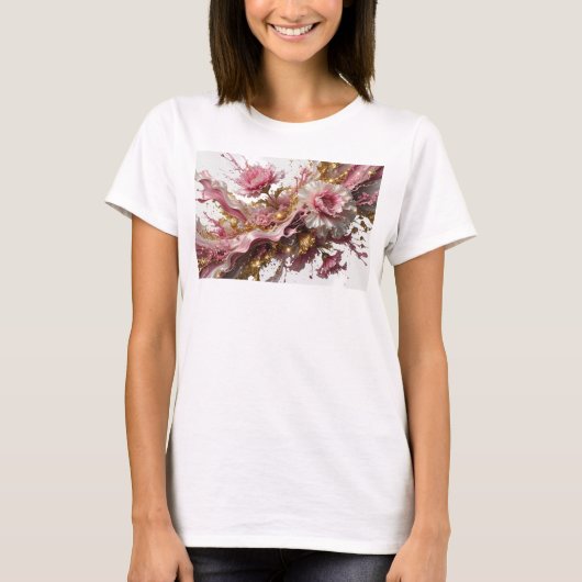 Coole Gold ABSTRACT ART Statement T-Shirt (Vorderseite)